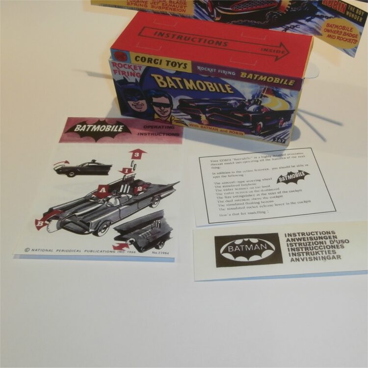 Corgi Toys  267 Batman Robin Batmobile Empty Repro 1st Issue Box with Inserts - Image 7