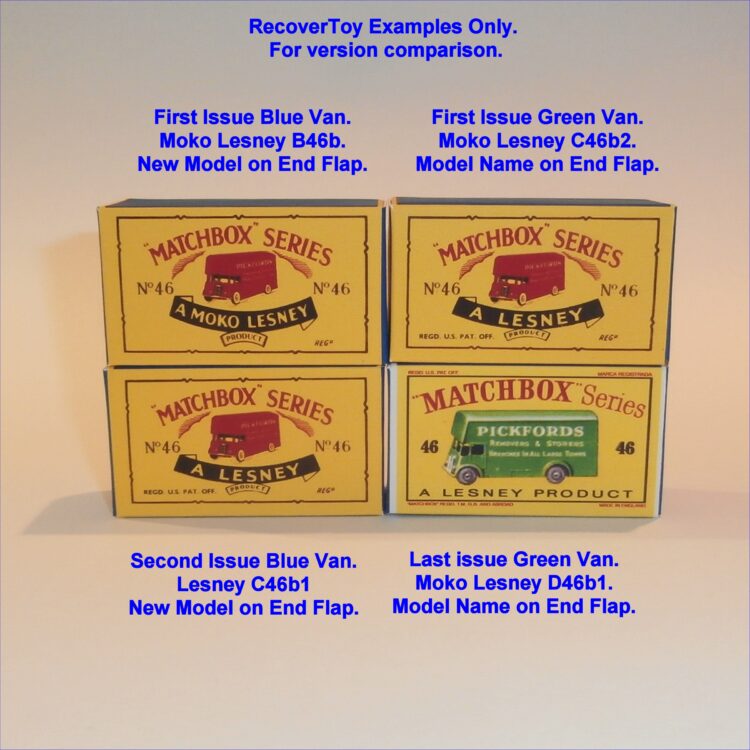 Matchbox Lesney 46 b2 Pickfords Removals Green Van C Style Repro Box - Image 5