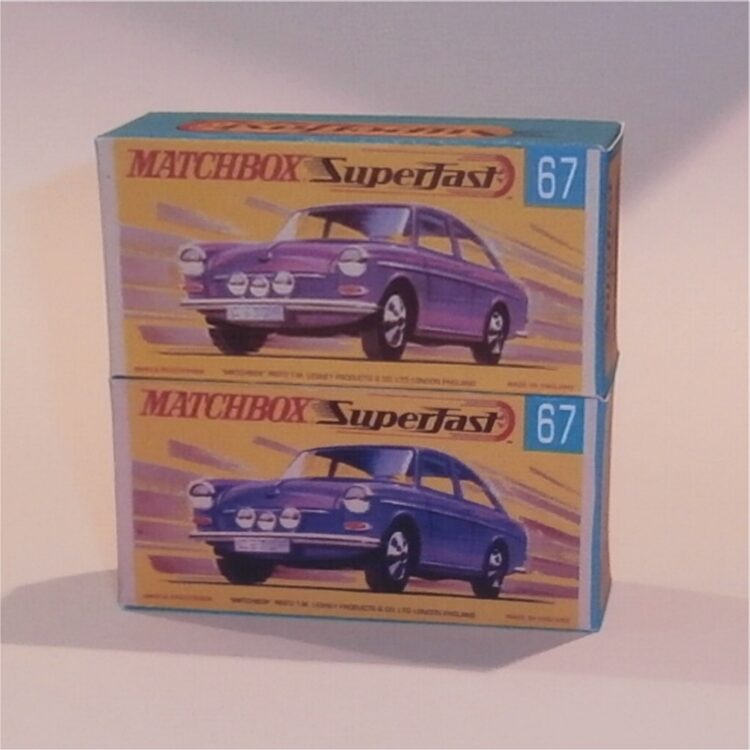 Matchbox Lesney Superfast 67 c1 Volkswagen 1600 TL Mauve G Style Repro Box - Image 5