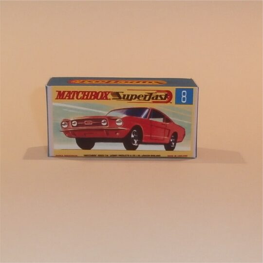 Matchbox Lesney Superfast  8 f Ford Mustang Red G Style Repro Box