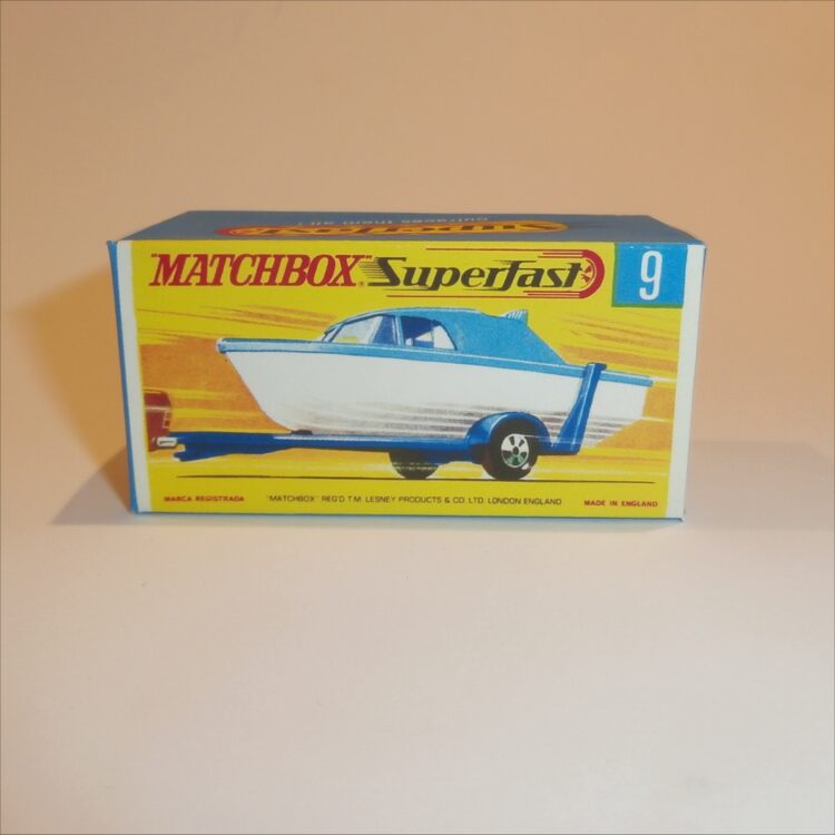 Matchbox Lesney Superfast  9 d Boat & Trailer G Style Repro Box