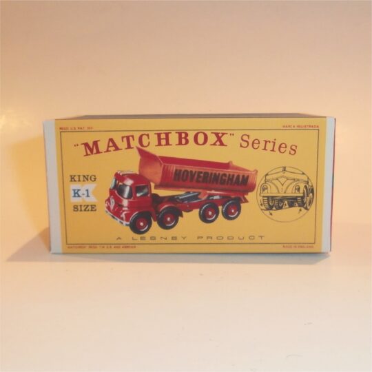 Matchbox Lesney King Size K  1 Hoveringham Tipper Dump Truck Repro Box