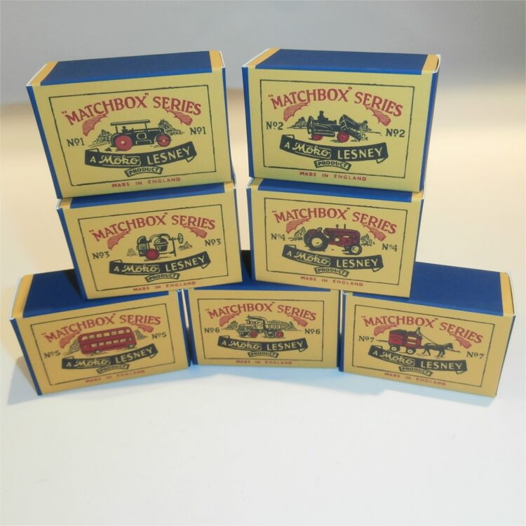 Matchbox Moko Lesney Set of 7 1st Issue A Style Repro Boxes