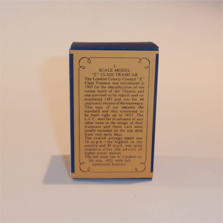 Matchbox Lesney Yesteryear 3 a E Class Tramcar A Style Repro Box - Image 4