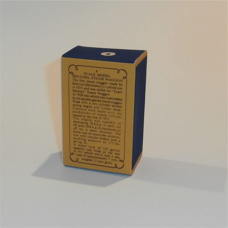 Matchbox Lesney Yesteryear 4a Sentinel Steam Waggon B Style Repro Box - Image 3
