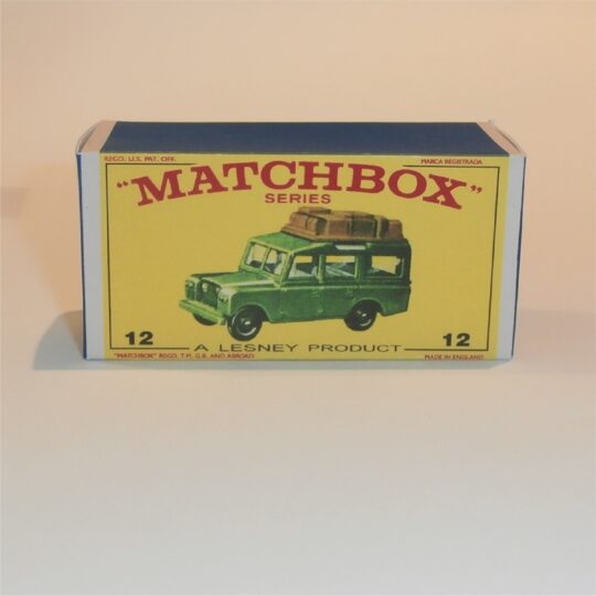 Matchbox Lesney 12 c1 Land Rover Safari Small Green E Style Repro Box