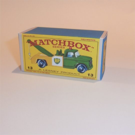 Matchbox Lesney 13d Dodge Wrecker Rare Green Cab E Style Repro Box