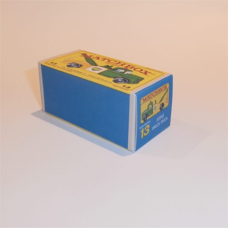 Matchbox Lesney 13d Dodge Wrecker Rare Green Cab E Style Repro Box - Image 2