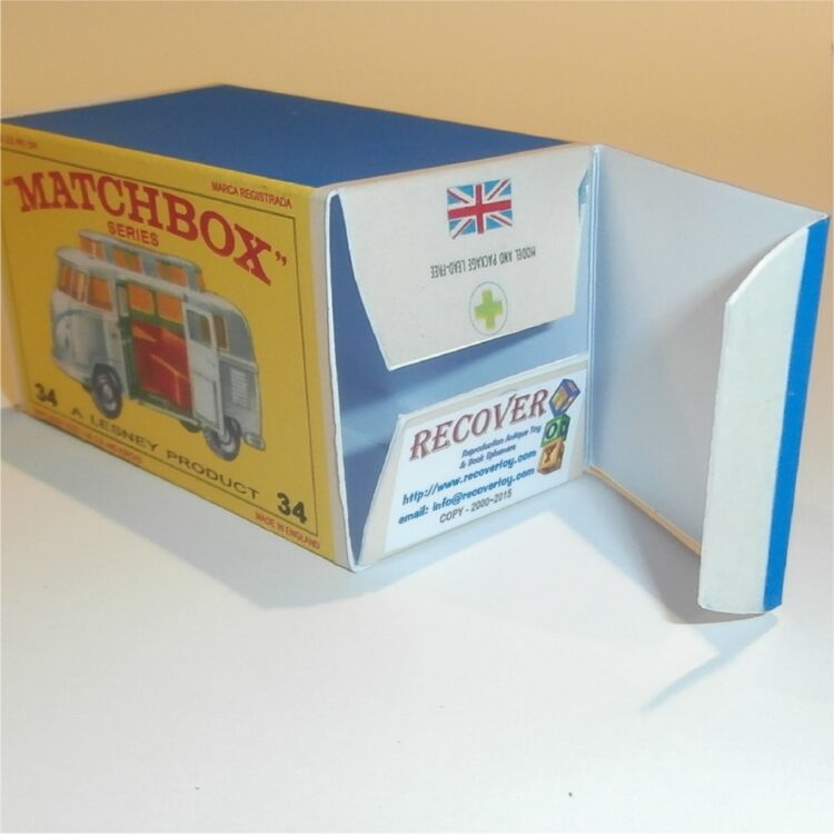Matchbox Lesney 34c Volkswagen Camper Silver E Style Repro Box - Image 4
