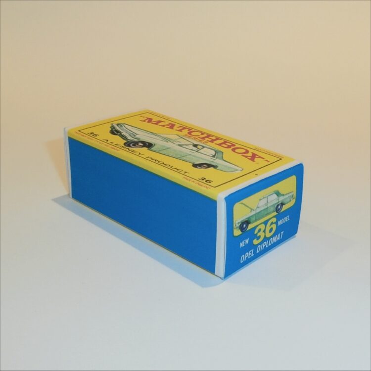 Matchbox Lesney 36c1 Opel Diplomat Green E Style Repro Box - Image 2