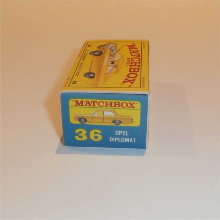 Matchbox Lesney 36c2 Opel Diplomat Gold E Style Repro Box - Image 3