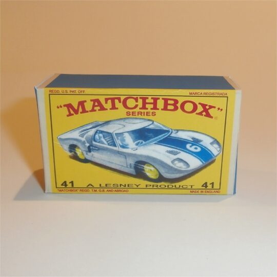 Matchbox Lesney 41c Ford GT Racing Car E Style Repro Box