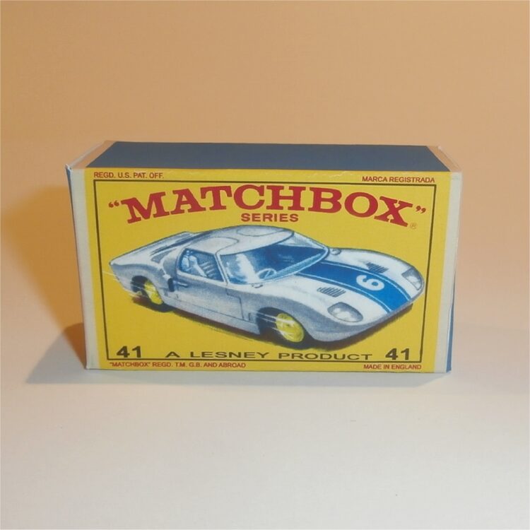 Matchbox Lesney 41c Ford GT Racing Car E Style Repro Box
