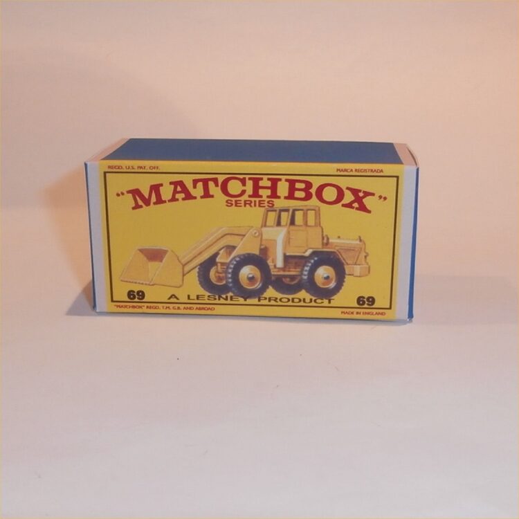 Matchbox Lesney 69 b4 Hatra Tractor Shovel Yellow E Style Repro Box
