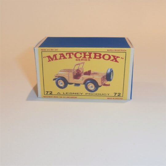 Matchbox Lesney 72 b Standard Jeep E Style Repro Box