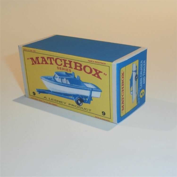 Matchbox Lesney  9 d Boat & Trailer E Style Repro Box
