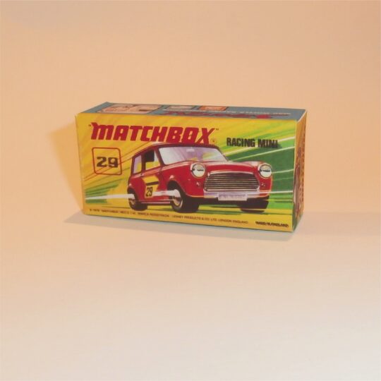 Matchbox Lesney Superfast 29 e Racing Mini I Style Repro Box