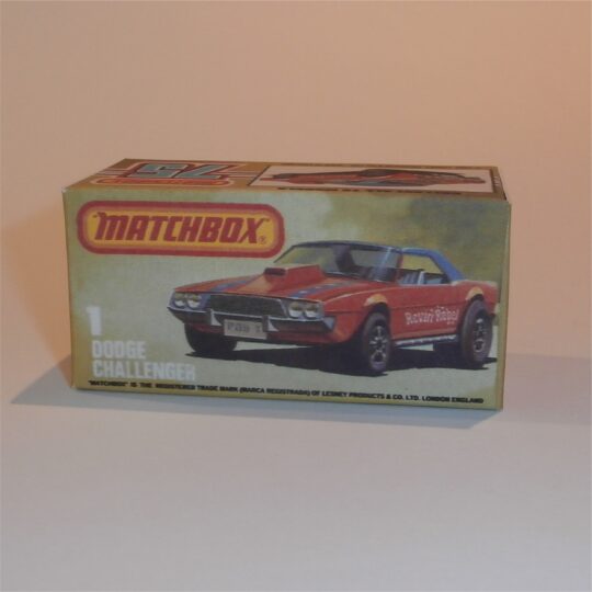 Matchbox Lesney Superfast  1 i Dodge Challenger K Style Repro Box