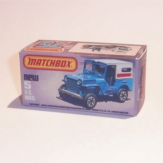 Matchbox Lesney Superfast  5 g Jeep U.S. Mail K Style Repro Box