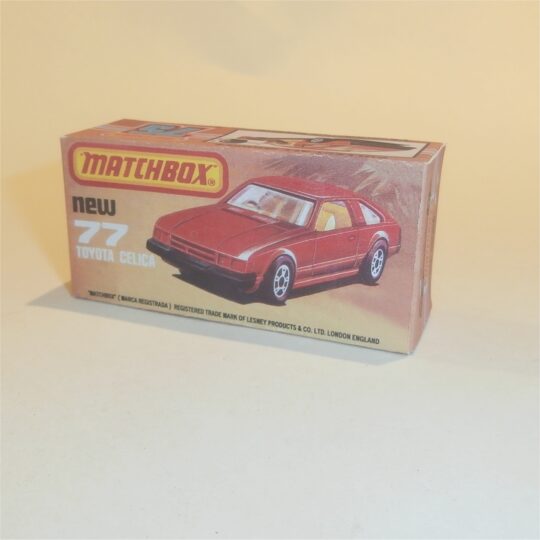 Matchbox Lesney Superfast 77 a Toyota Celica K Style Repro Box