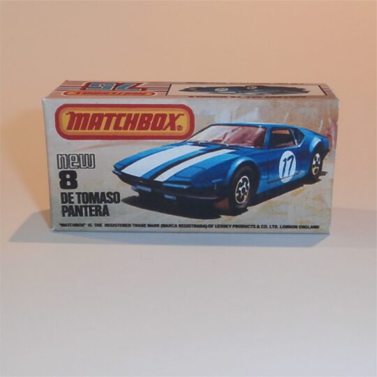 Matchbox Lesney Superfast  8 h DeTomaso Pantera K Style Repro Box