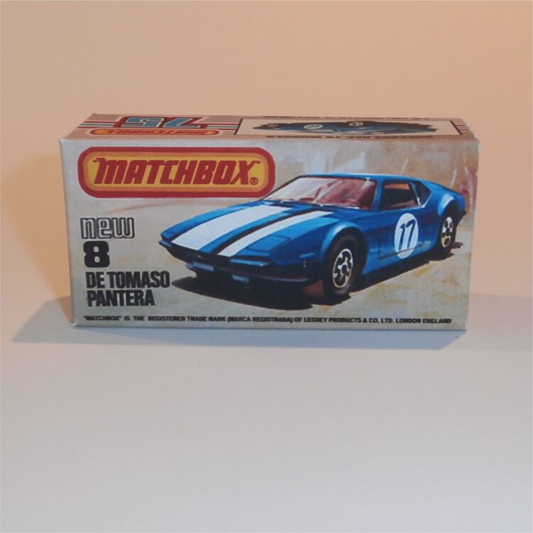 Matchbox Lesney Superfast  8 h DeTomaso Pantera K Style Repro Box