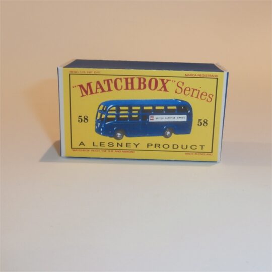 Matchbox Lesney 58a AEC Bus Coach 'BEA' Empty D Style Repro Box