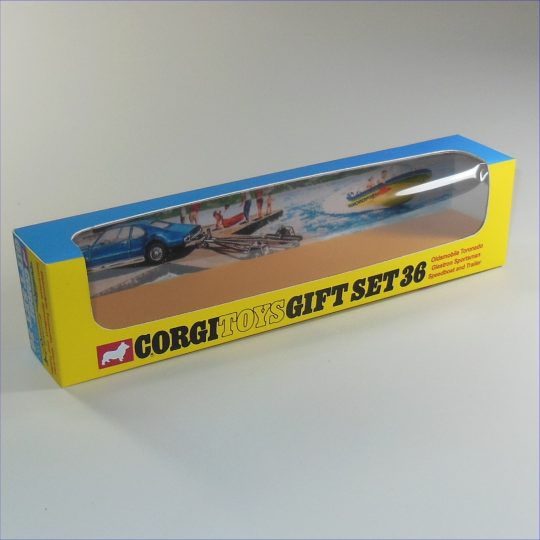 Corgi Toys Gift Set 36 Oldsmobile Toronado Glastron Boat Empty Repro Box & Tray