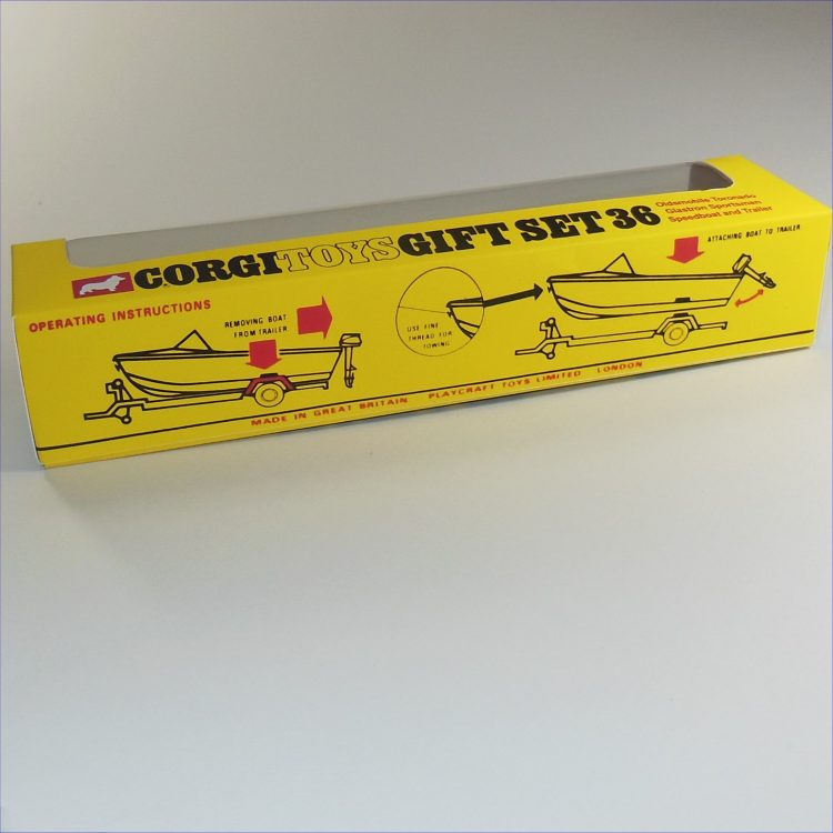 Corgi Toys Gift Set 36 Oldsmobile Toronado Glastron Boat Empty Repro Box & Tray - Image 4