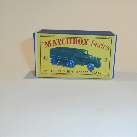 Matchbox Lesney 49a US Army HalfTrack Empty D Style Repro Box