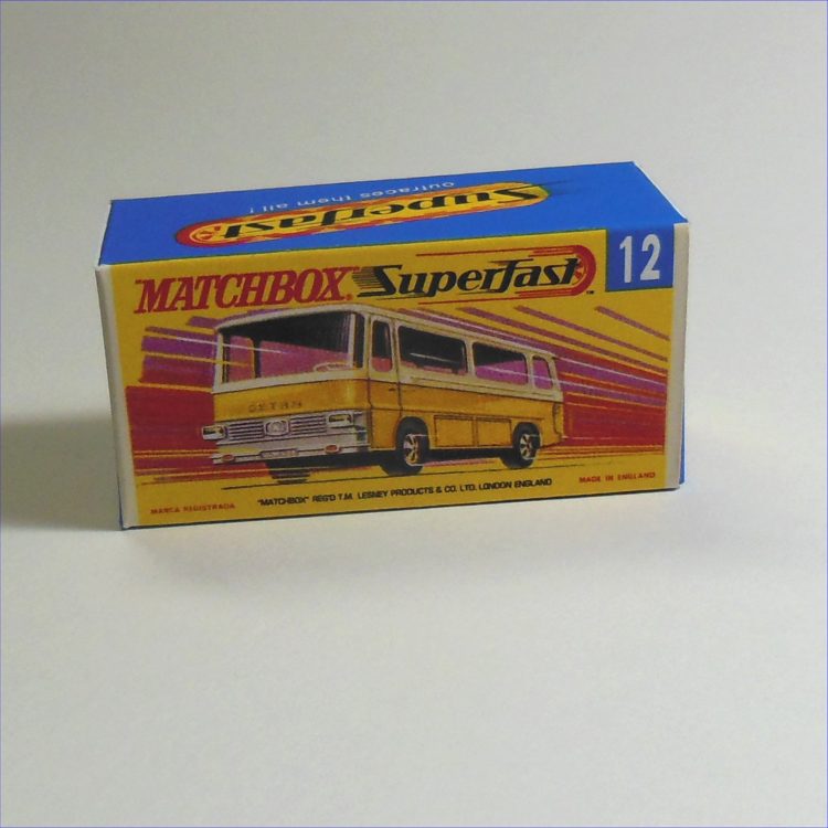 Matchbox Lesney Superfast 12e Setra Coach Bus G Style Repro Box