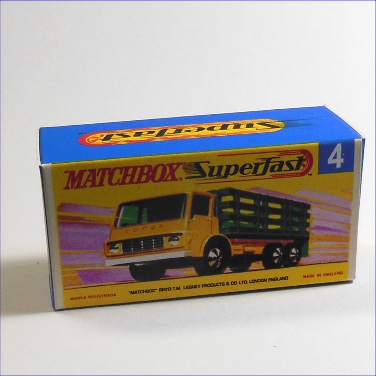 Matchbox Lesney Superfast  4e Dodge Stake Truck G Style Repro Box