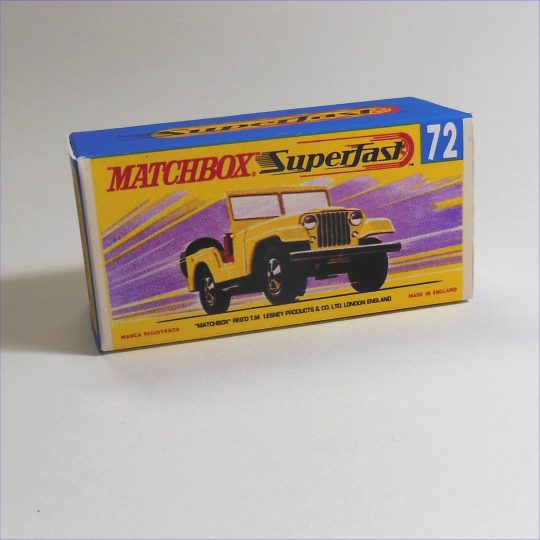Matchbox Lesney Superfast 72c Standard Jeep G Style Repro Box